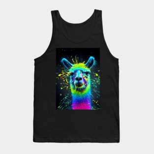 Splatter Paint Llama Tank Top